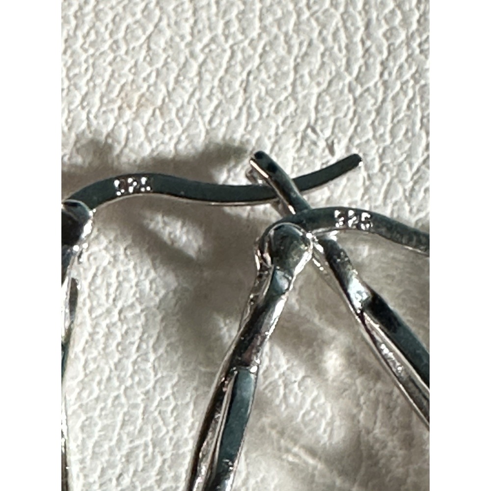 Sterling Silver 925 Twisted Oval Hoop Earrings, Butterfly Closure - Picture 3 of 4